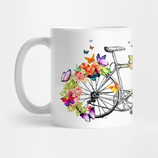 Butterfly flower racing bicycle T-Shirt Mug